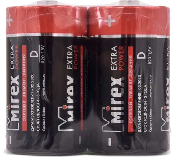 Батарейка D Mirex R20-2P (23702-ER20-S2)