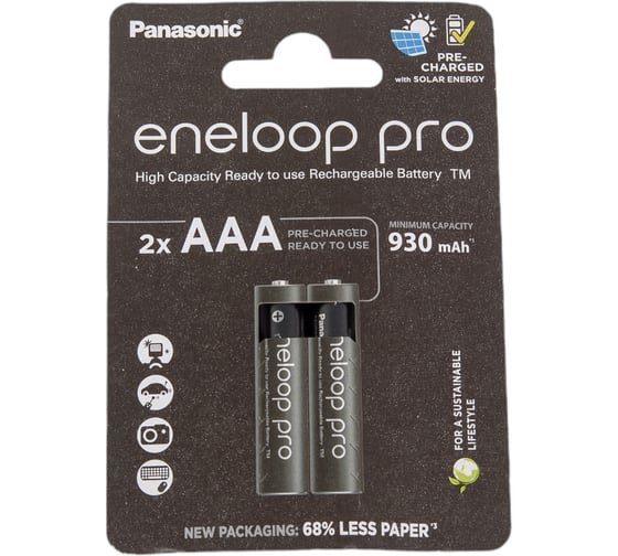 Аккумулятор PANASONIC R03 eneloop pro BK-4HCDE/2BE (930 mAh) (2 бл) (2/40)