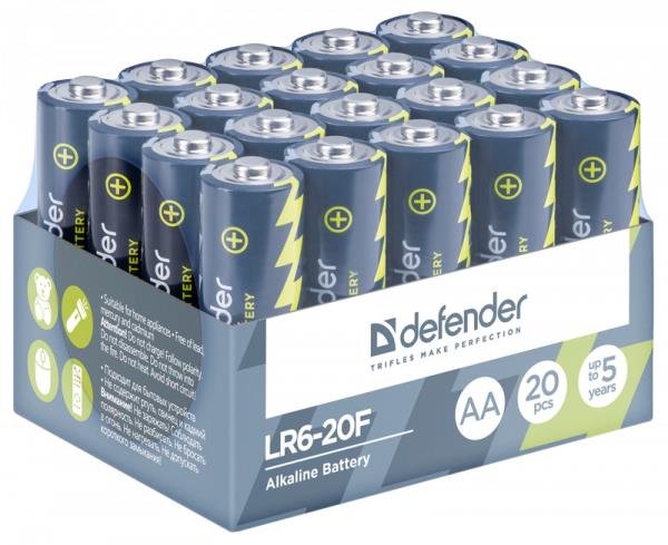 Батарейка алкалиновая Defender LR6-20F AA, 20 шт