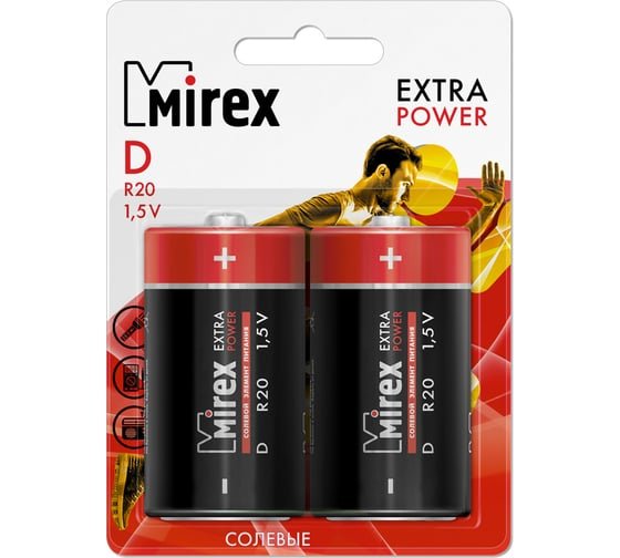 Батарейка Mirex R20/D 1,5V (23702-ER20-E2) 2 шт