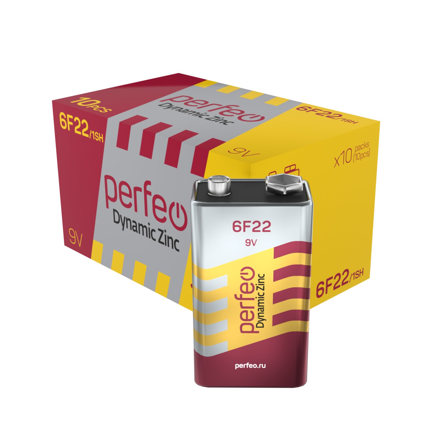 Батарейка Perfeo 6F22/1SH Dynamic Zinc