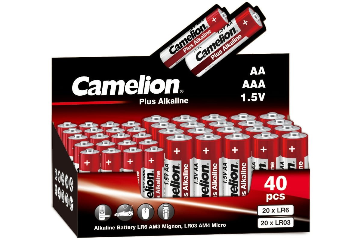 Батарейка AA+AAA Camelion LR06+LR03-40Box Plus Alkaline (14981) 1.5B, (40/800)