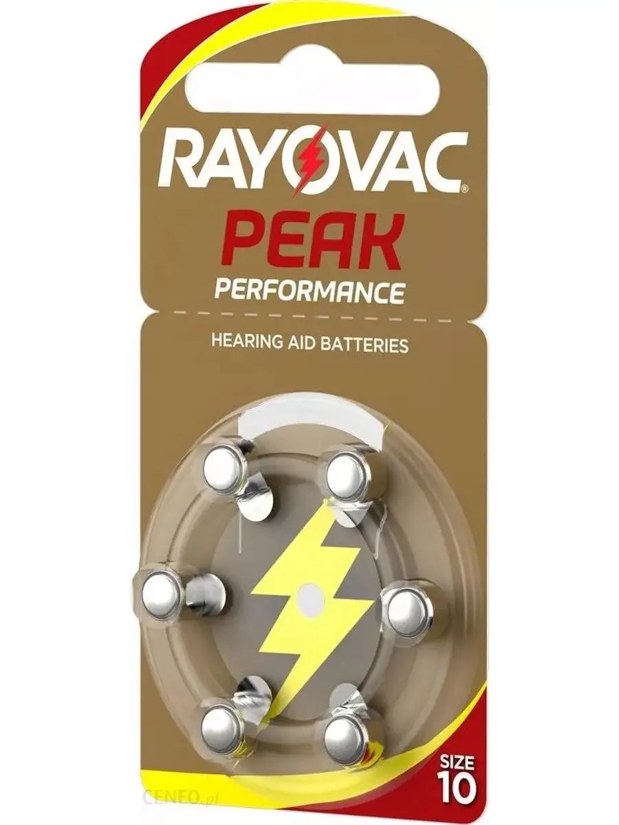 Элемент питания RAYOVAC PEAK 10, для слуховых аппаратов (6/60/300)