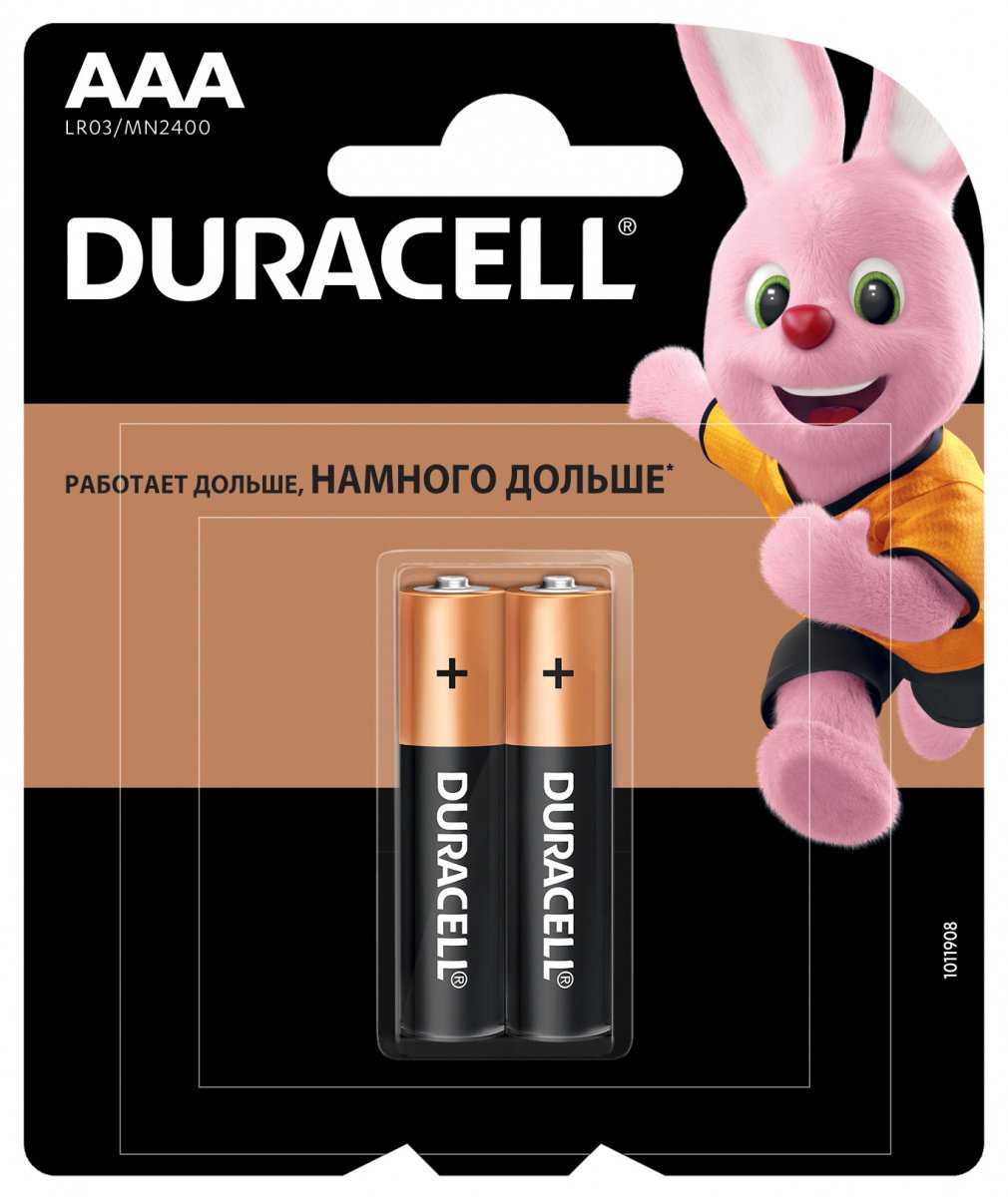 Элемент питания DURACELL  LR03  BL2 BASIC   (2/20/96/14592)