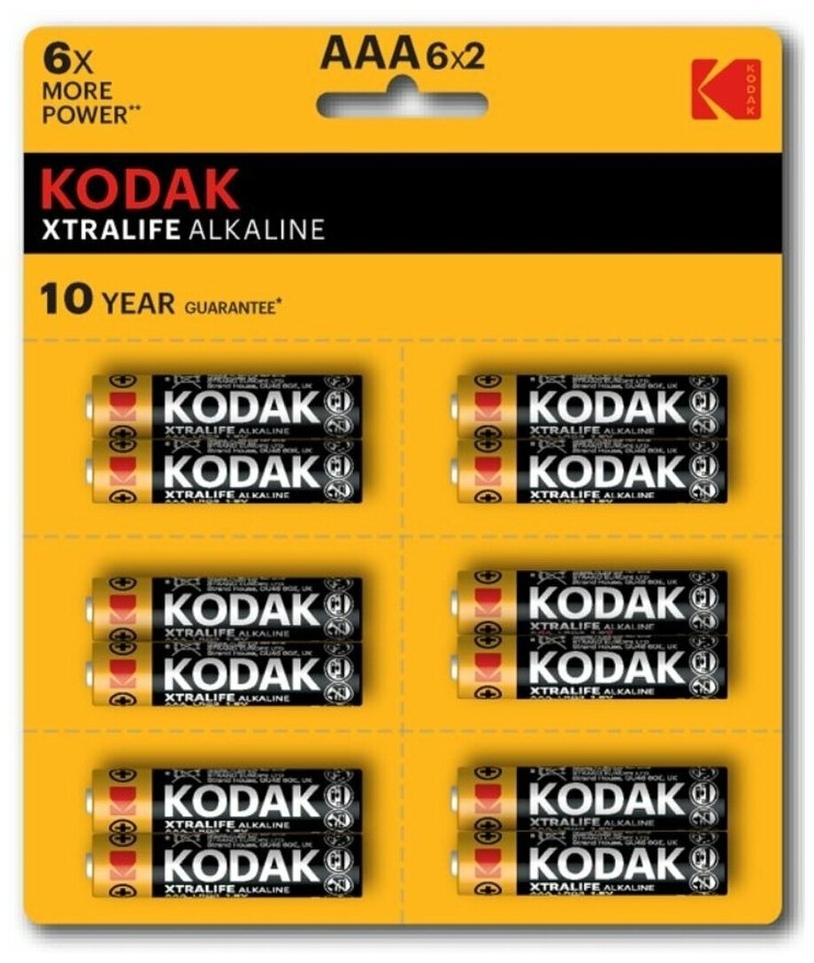 Элемент питания KODAK XTRALIFE LR03 12BL (6x2BL) [KAAA-2x6 perf] (144/576/43200)