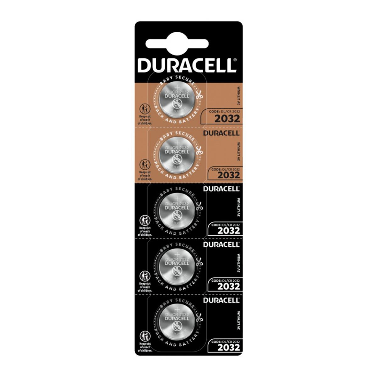 Элемент питания DURACELL  CR 2032  BL5 отрывной  (5/20/200/28000)