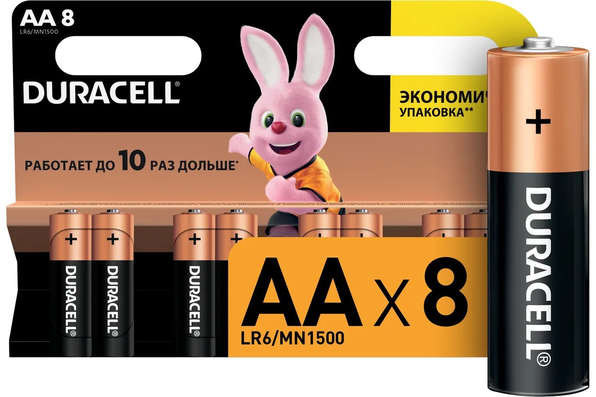 Элемент питания DURACELL  LR6  BL8 BASIC  (8/96/18240)