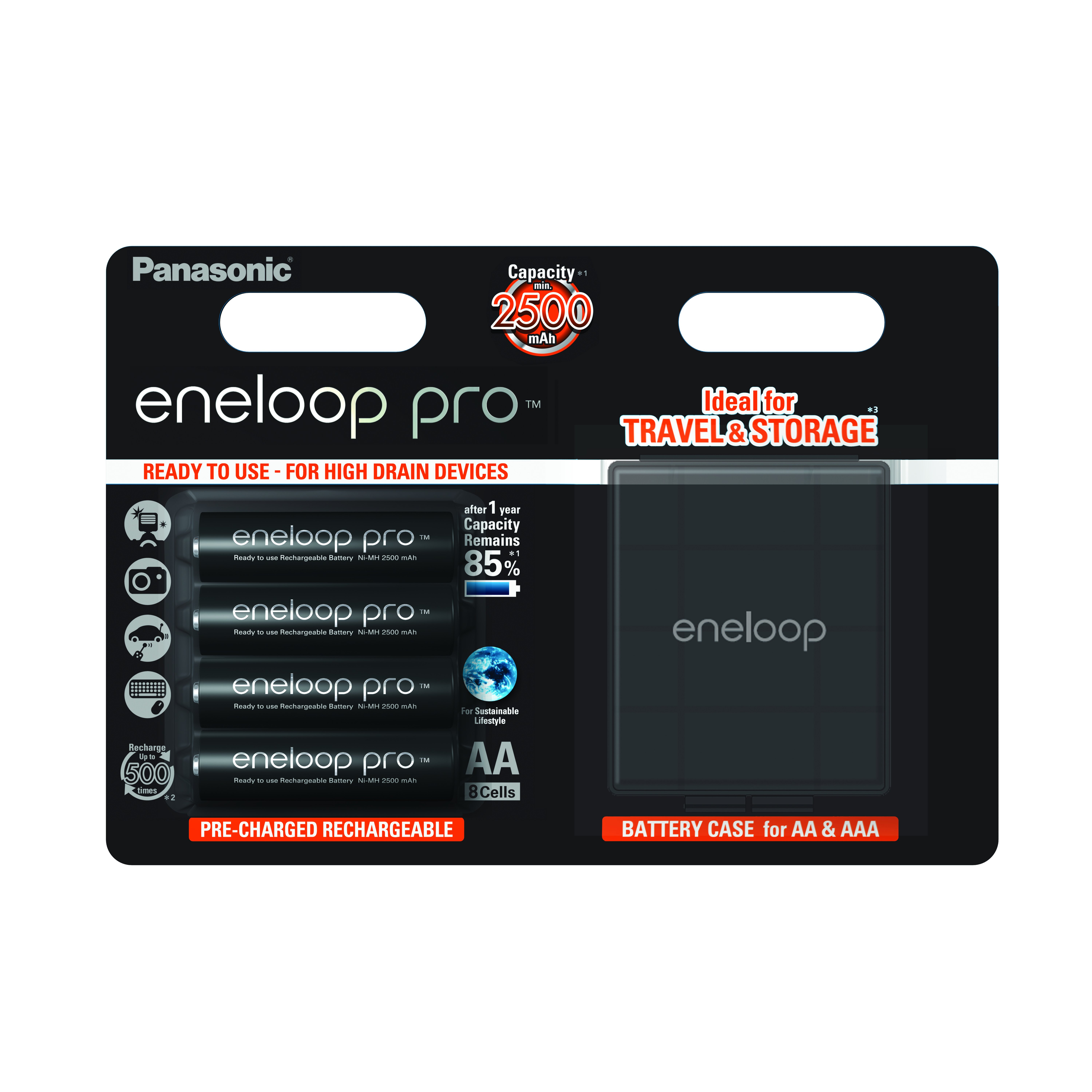 Аккумулятор PANASONIC  R6 eneloop pro BK-3HCDEC4BE (2500mAh)  +футляр (4 бл) (4/40)