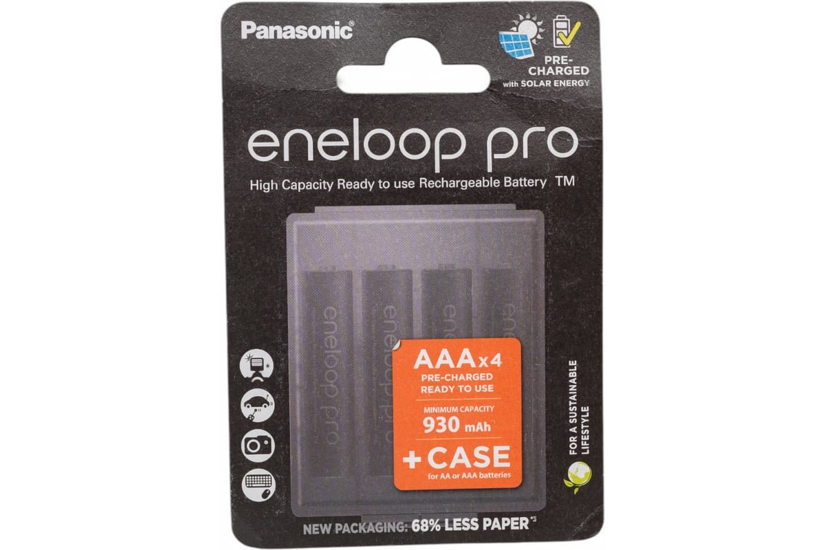 Аккумулятор PANASONIC eneloop pro BK-4HCDEC4BE Ni-MH AAA (R03) 930mAh 1.2V, 4 шт. + футляр (BL4)