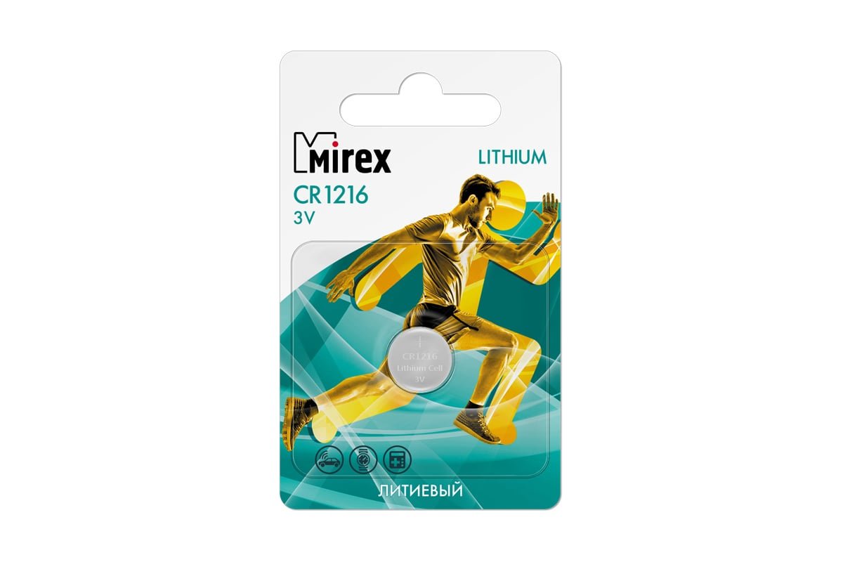 Элемент питания Mirex CR1216 3V литиевая батарейка, 1 шт., ecopack