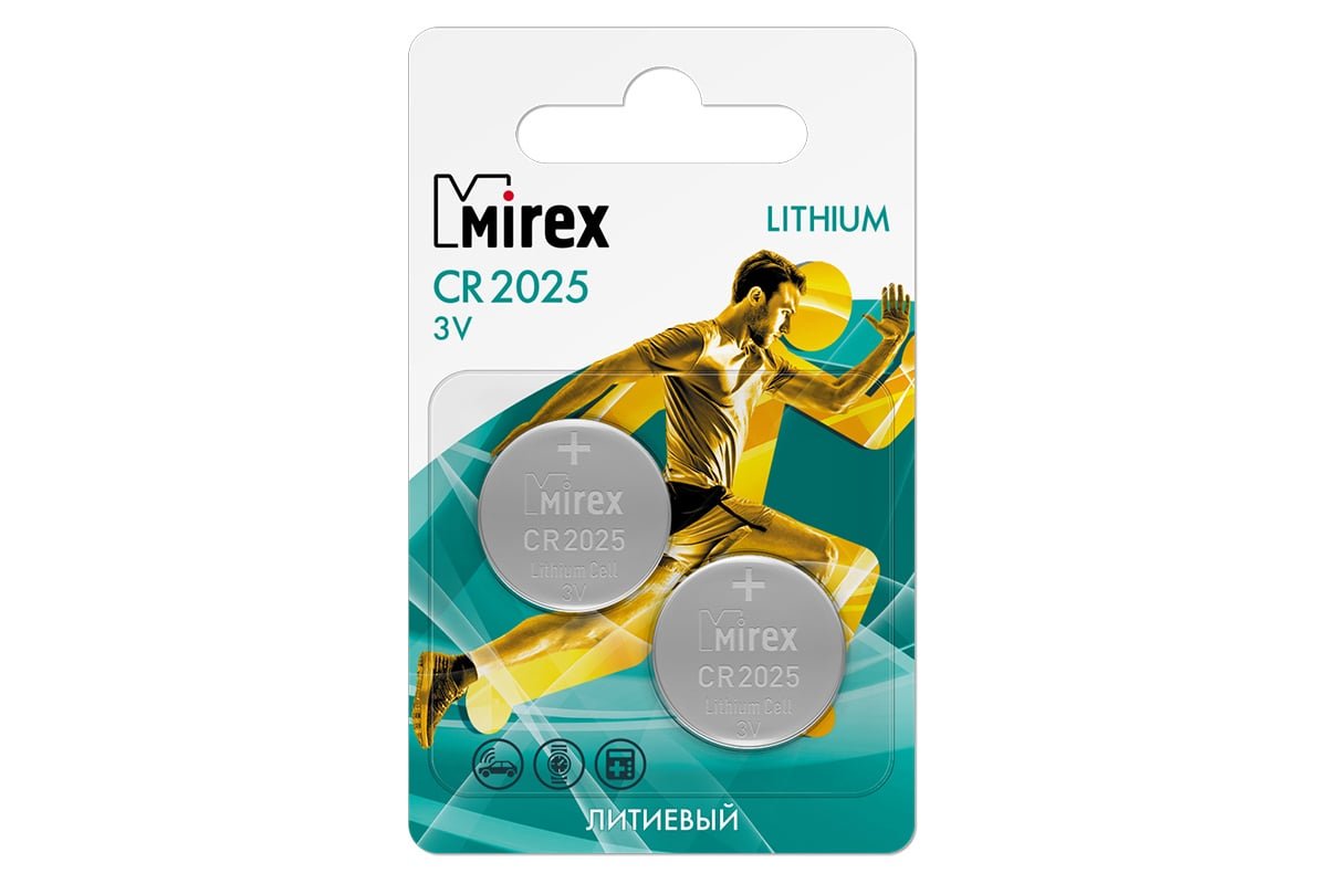 Элемент питания Mirex CR2025 3V литиевая батарейка, 2 шт., ecopack