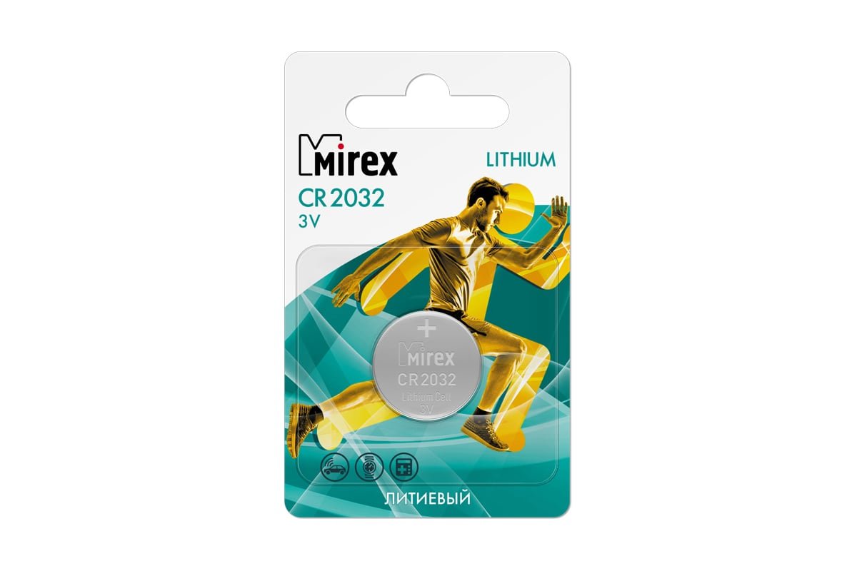 Элемент питания Mirex CR2032 3V литиевая батарейка, 1 шт., ecopack