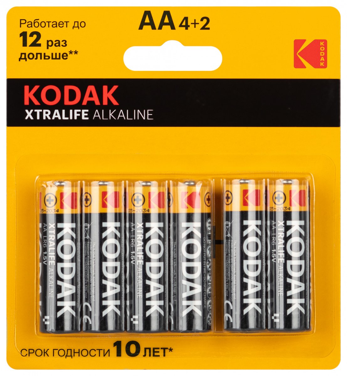 Элемент питания KODAK XTRALIFE LR6 4+2BL (72/288)