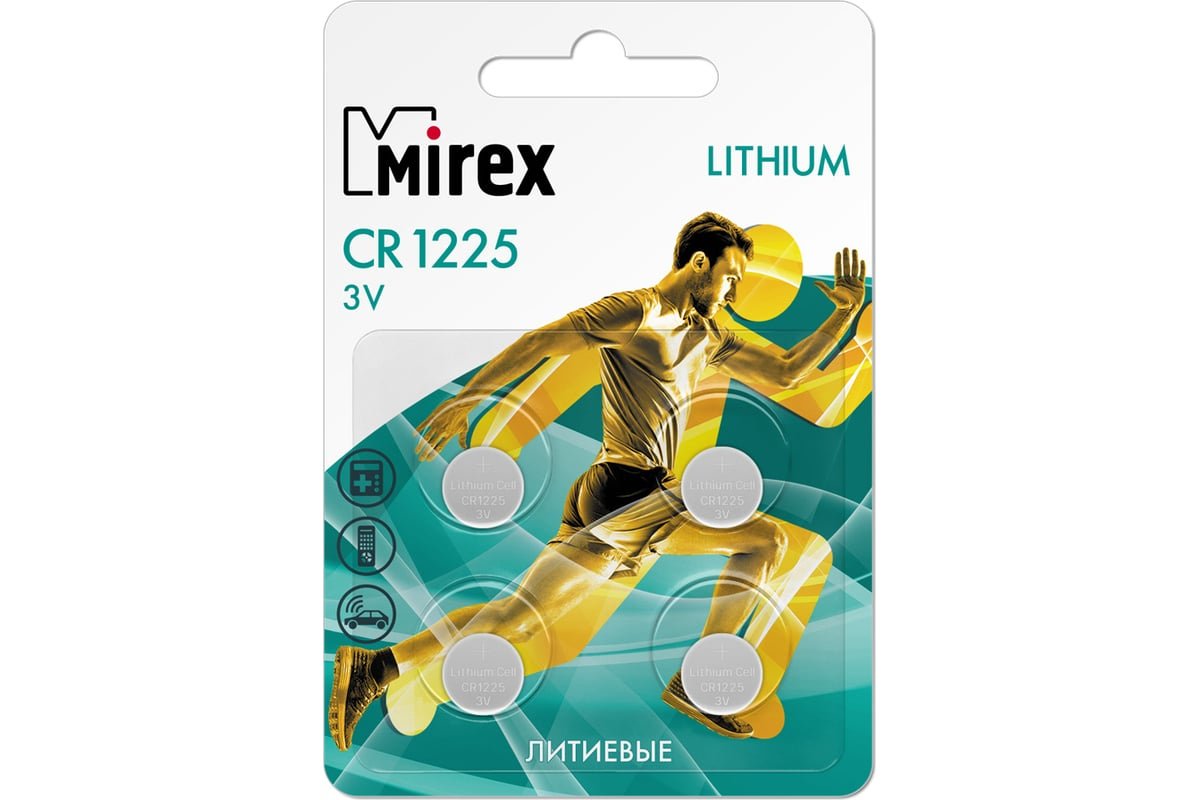 Элемент питания Mirex CR1225 3V литиевая батарейка, 4 шт., ecopack