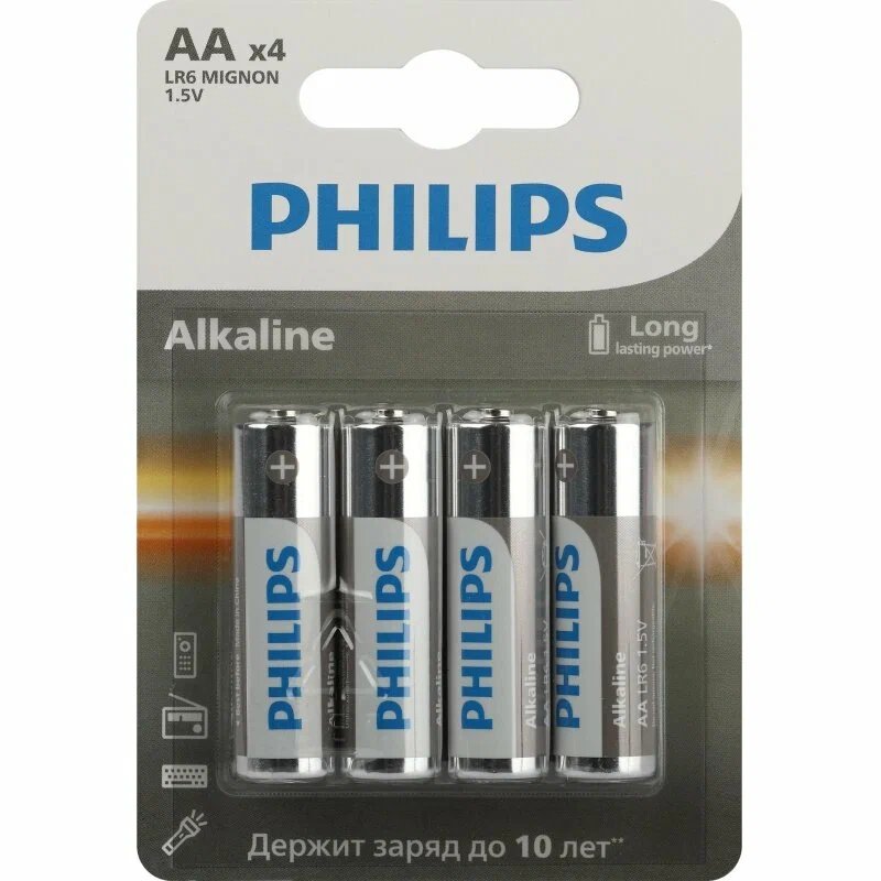 Элемент питания PHILIPS LR6A4B/51 АА алкалиновые 1,5v 4 шт. LR6-4BL Entry (4/48/144/20160)