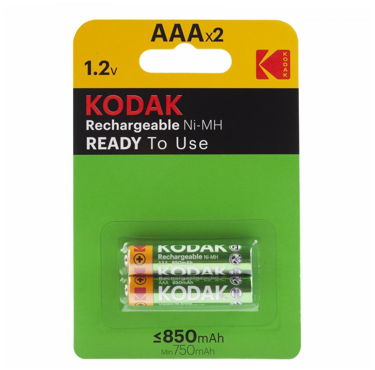 Аккумулятор KODAK  HR03-2BL (850 mAh) Pre-Charged   (2/20/240)