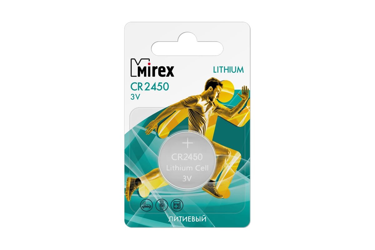 Элемент питания Mirex CR2450 3V литиевая батарейка, 1 шт., ecopack