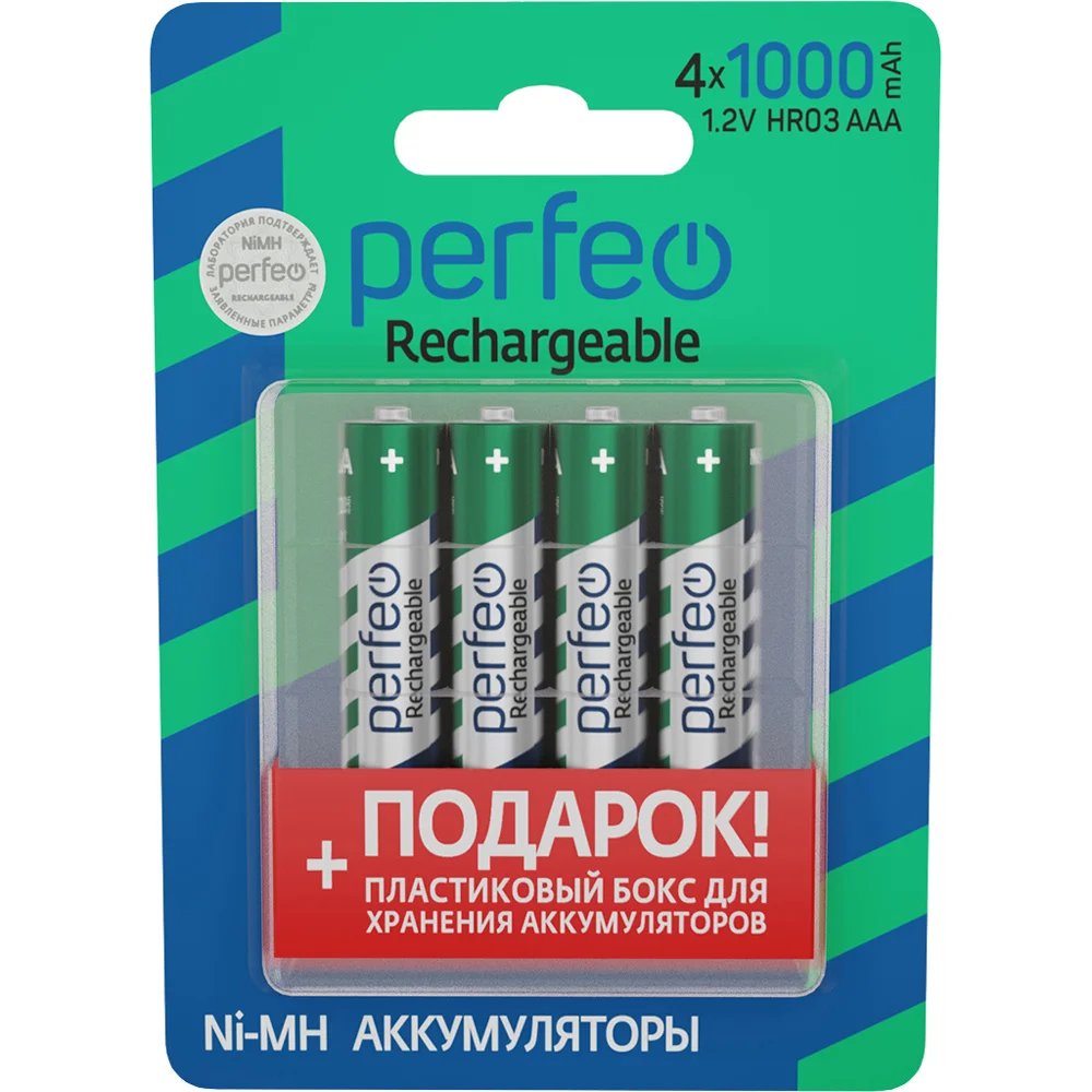 Аккумулятор Perfeo R03 1000mAh Ni-Mh BL4+Box (40)(240)
