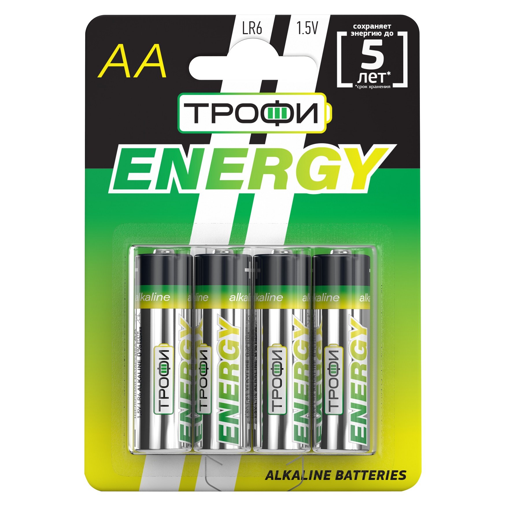 Элемент питания Трофи LR6-4BL ENERGY Alkaline (40/720/17280)