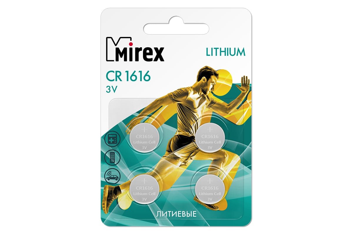 Элемент питания Mirex CR1616 3V литиевая батарейка, 4 шт., ecopack