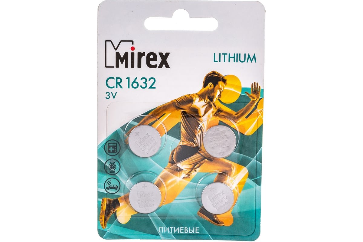 Элемент питания Mirex CR1632 3V литиевая батарейка, 4 шт., ecopack