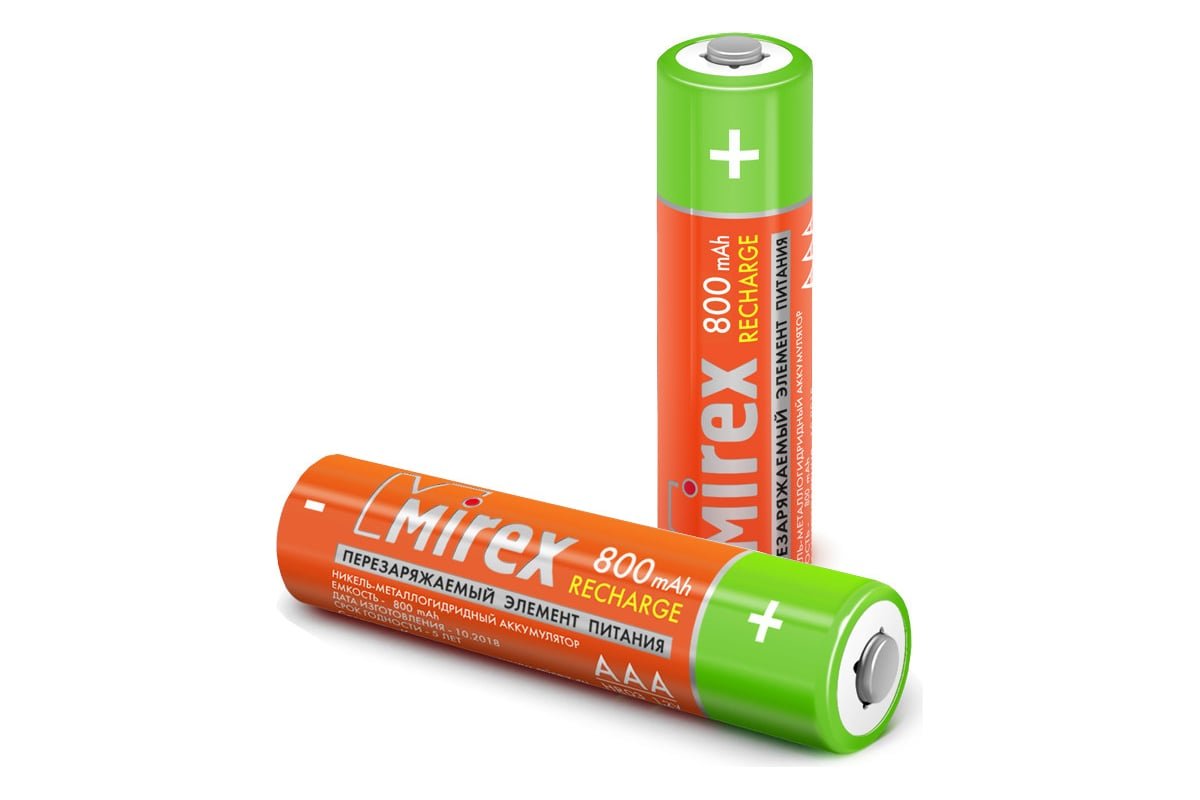 Аккумулятор Ni-MH Mirex HR03 / AAA 800mAh 1,2V 2 шт (2/20/100), ecopack