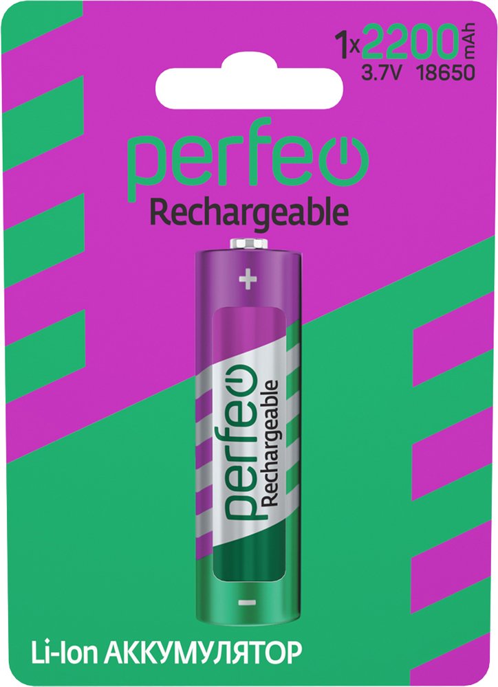 Perfeo аккумулятор Li-Ion 18650 2200mAh/1BL 3.7V