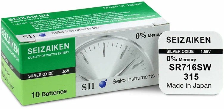 Батарейка Seizaiken SEIKO 315 SR716SW/10BOX Silver Oxide