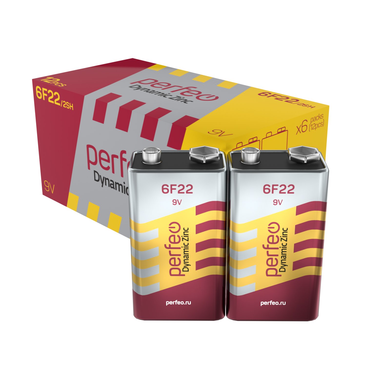Батарейка Perfeo 6F22/2SH Dynamic Zinc