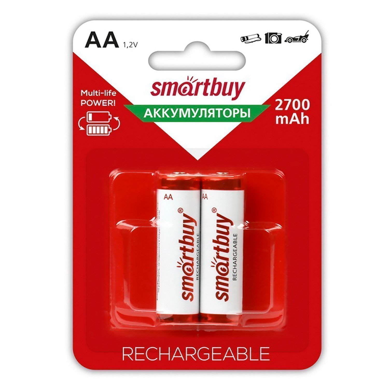 Аккумулятор AA Smart Buy Ni-MH (2700) mAh (2-BL) (24/240) (115812)
