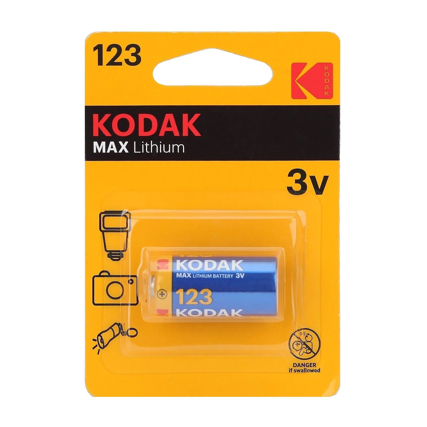 Батарейка 123 Kodak MAX CR123A (1-BL) (6/12) (211845)