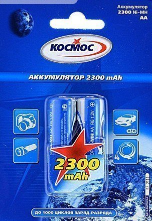 Аккумулятор AA Космос HR6 (2-BL) Ni-MH 2300 mAh (24/288) (10249)