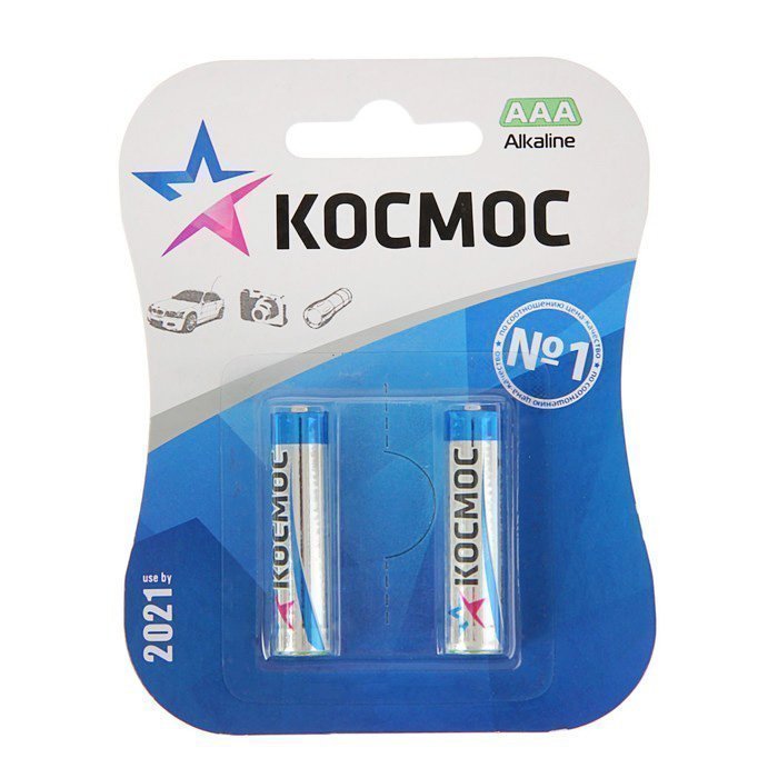 Батарейка AAA Космос LR03 (2-BL) (24/288) (10104)