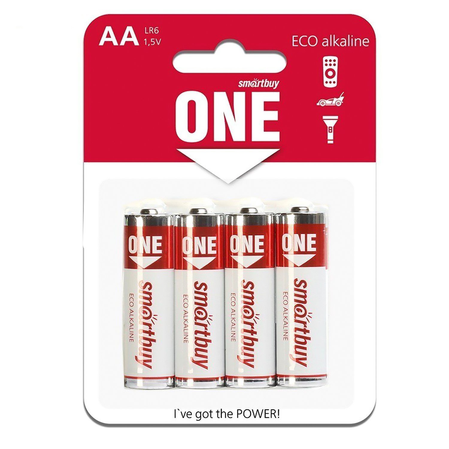 Батарейка AA Smart Buy LR6 ONE (4-BL) (48/480) (115830)