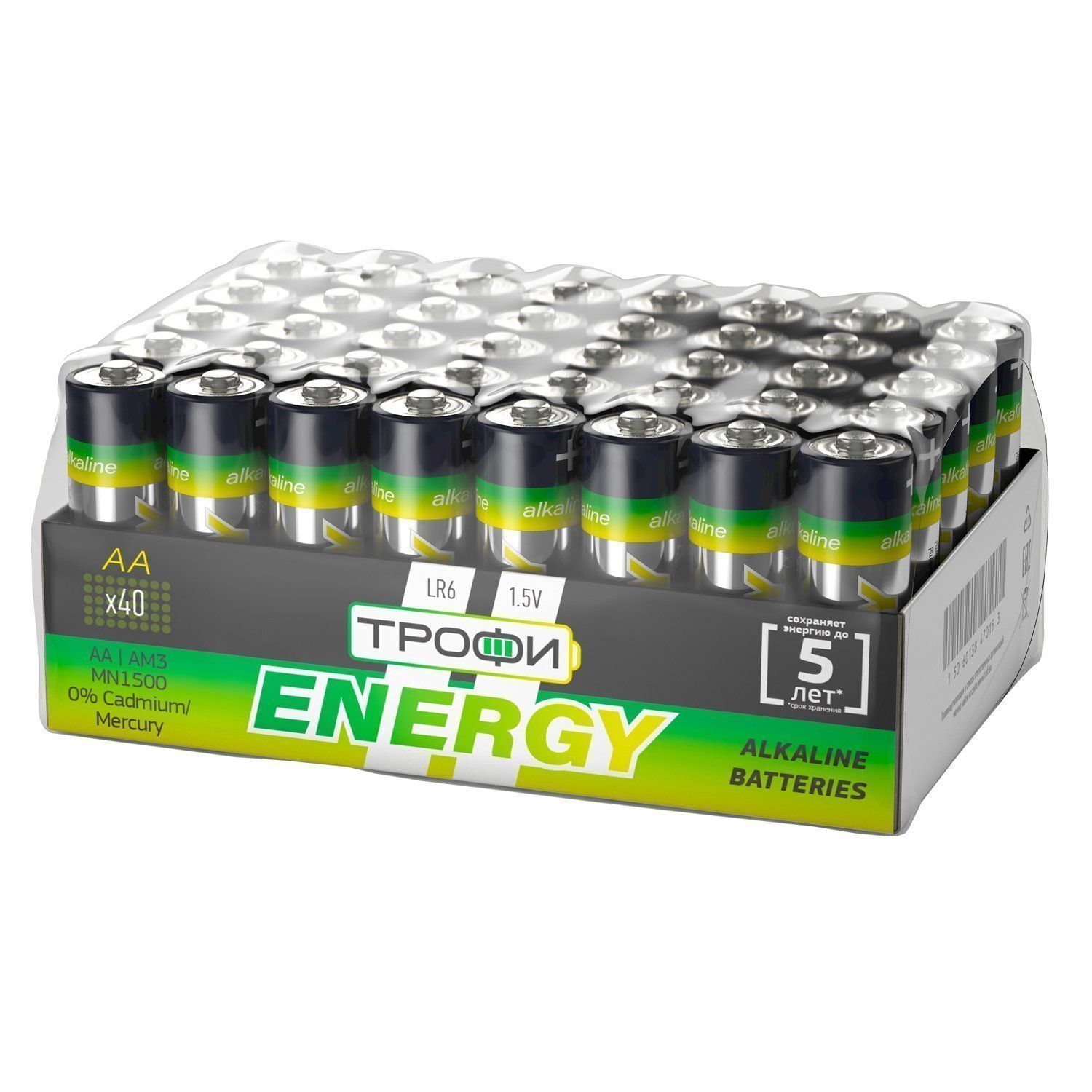 Батарейка AA Трофи LR6 ENERGY Alkaline (40) (40/720) (211755)