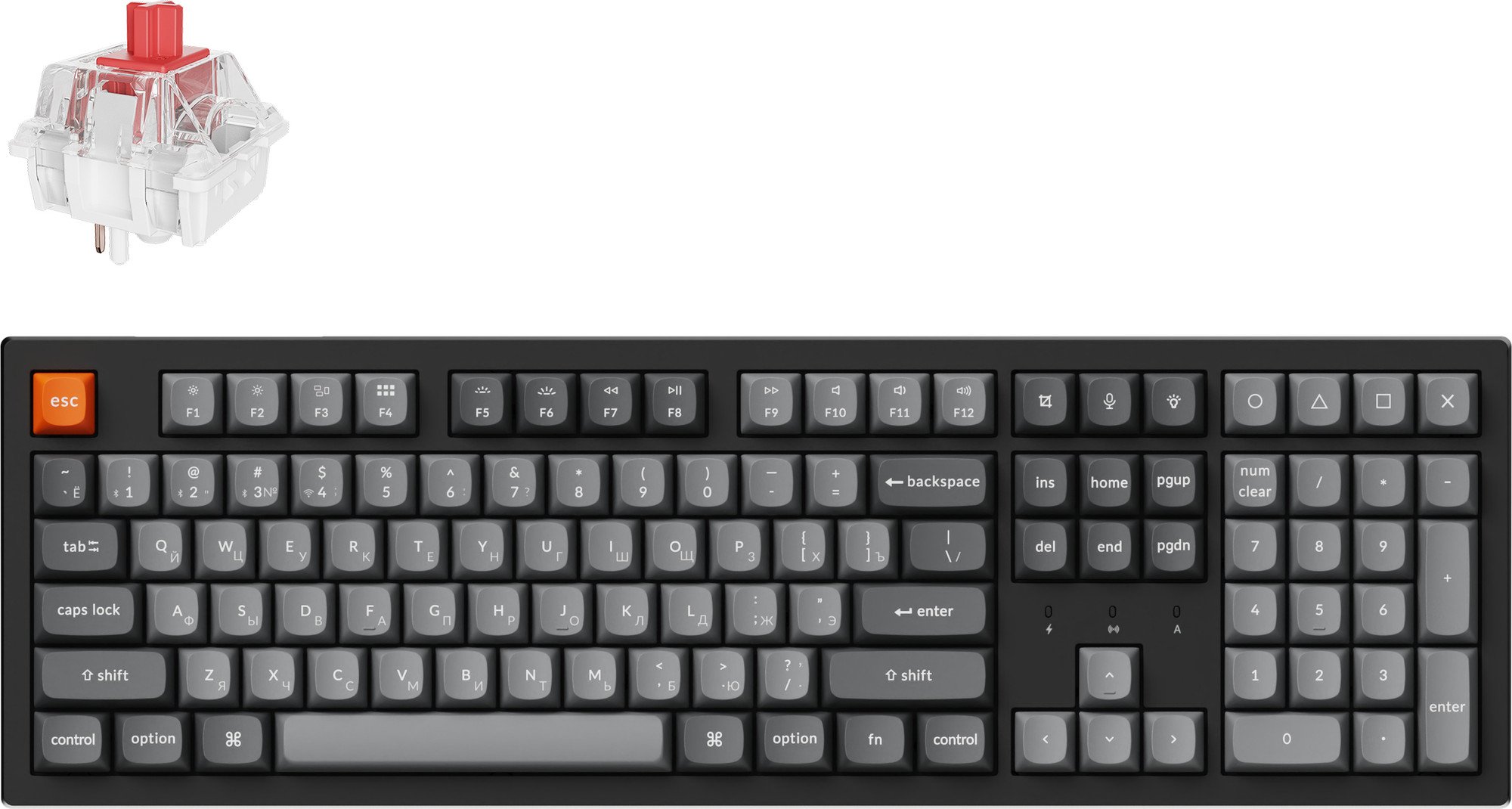 Клавиатура Keychron K10 Max (K10M-H1-RU) Swappable RGB Red Switch Black