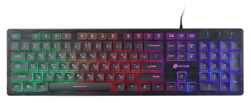 Клавиатура Oklick 550ML черный USB slim Multimedia LED
