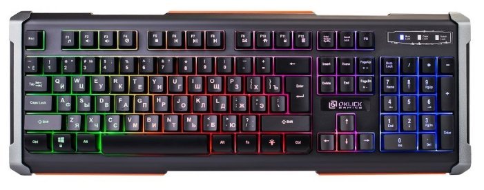 Клавиатура Oklick 717G Black Death черный/серый USB Multimedia for gamer LED