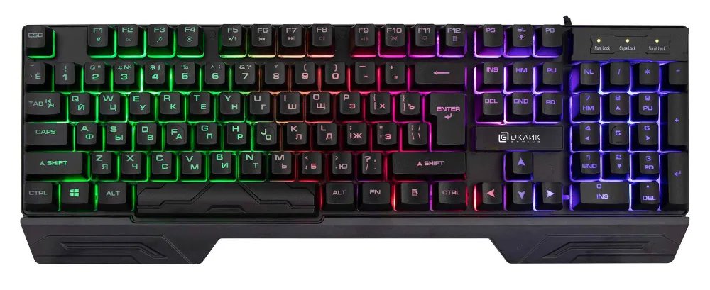 Клавиатура OKLICK 709G (1788144) черный USB LED