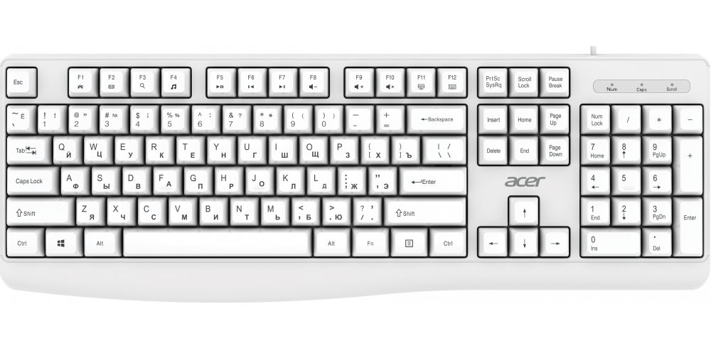 Клавиатура Acer OKW301 USB белый (ZL.KBDCC.01B)