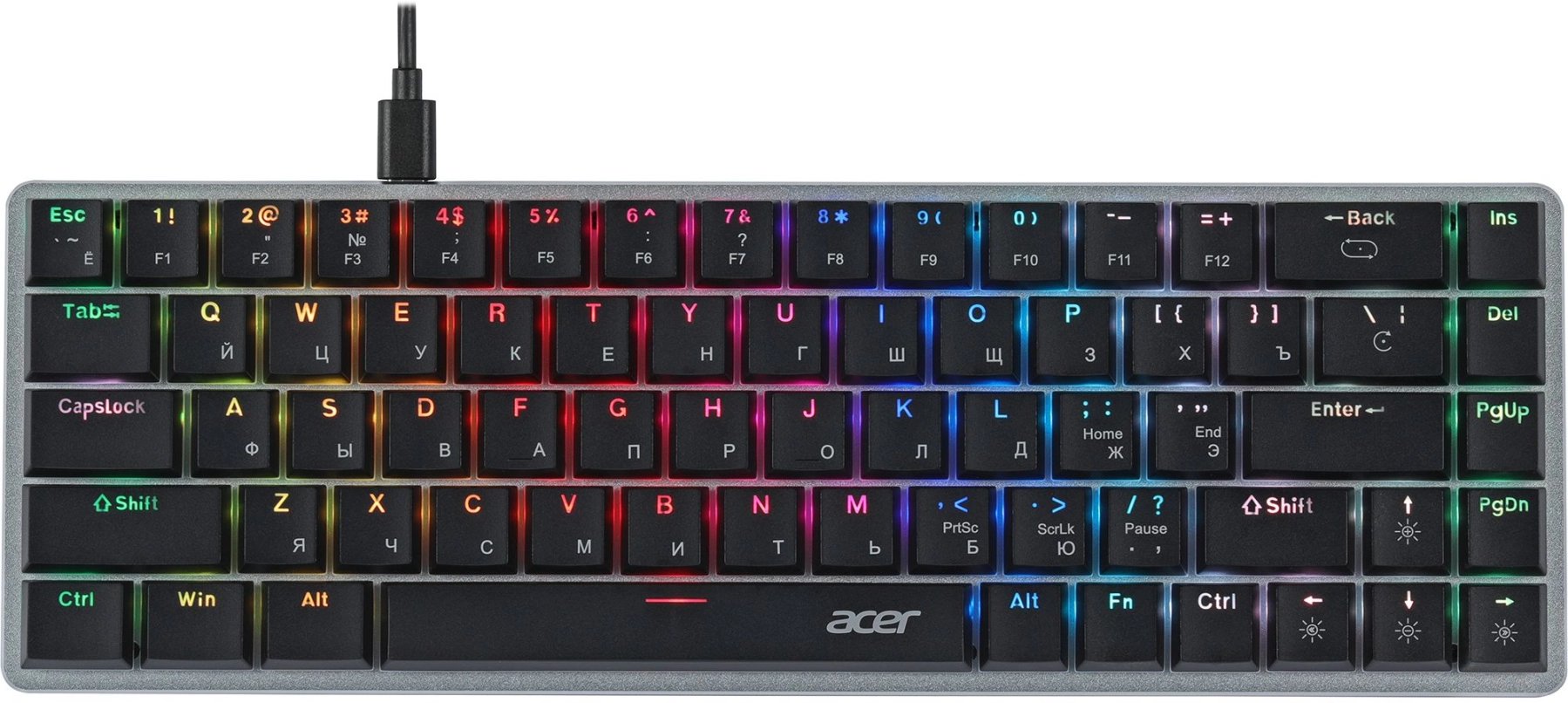 Клавиатура Acer OKW302 USB LED серебристый (ZL.KBDCC.01C)