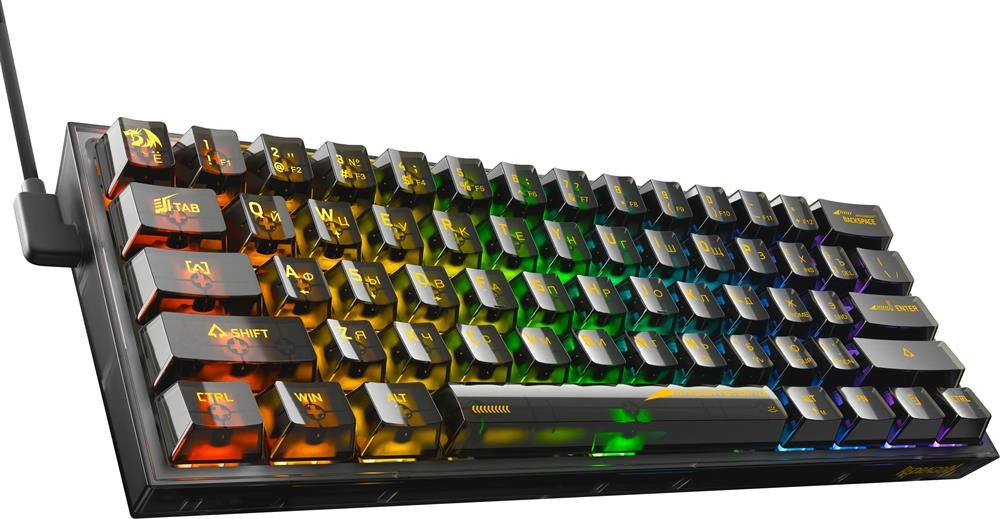 Клавиатура REDRAGON Fizz, RGB, прозрачный черный  (71737)