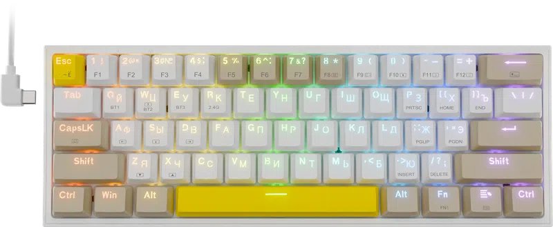 Клавиатура REDRAGON Fizz Pro, RGB, maple switches желтый/серый (72598)