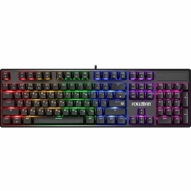 Клавиатура механическая DEFENDER Axeman GK-302 RU,Rainbow,104+FN,кр.свитчи