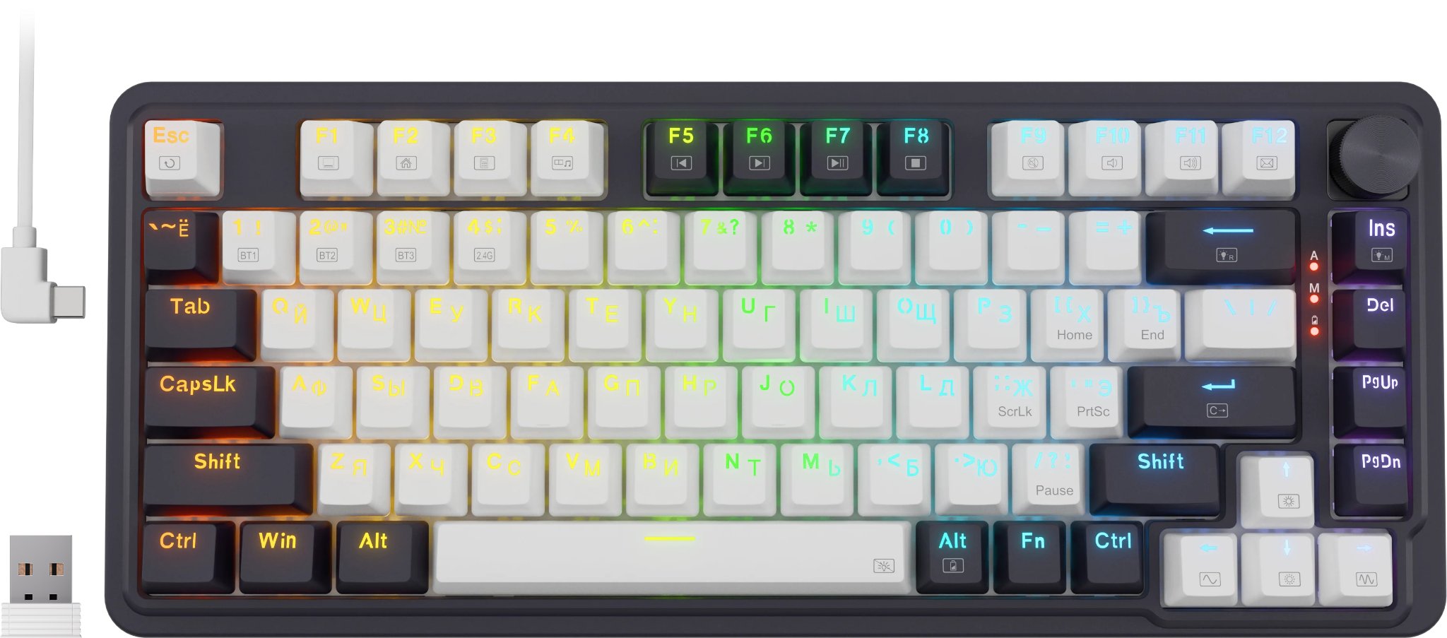 Клавиатура REDRAGON Ucal Pro, RGB бел/черн (72008)