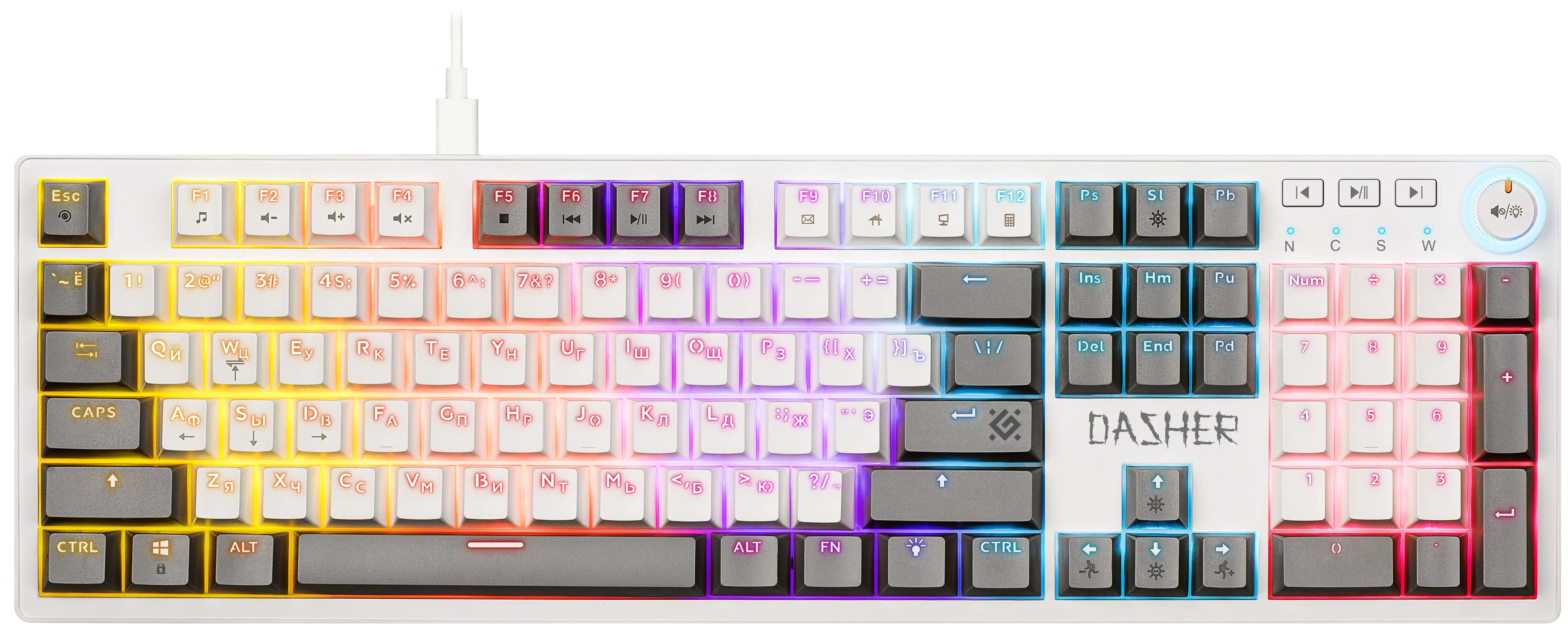Клавиатура DEFENDER Dasher GK-472 RU белый/серый (45472)
