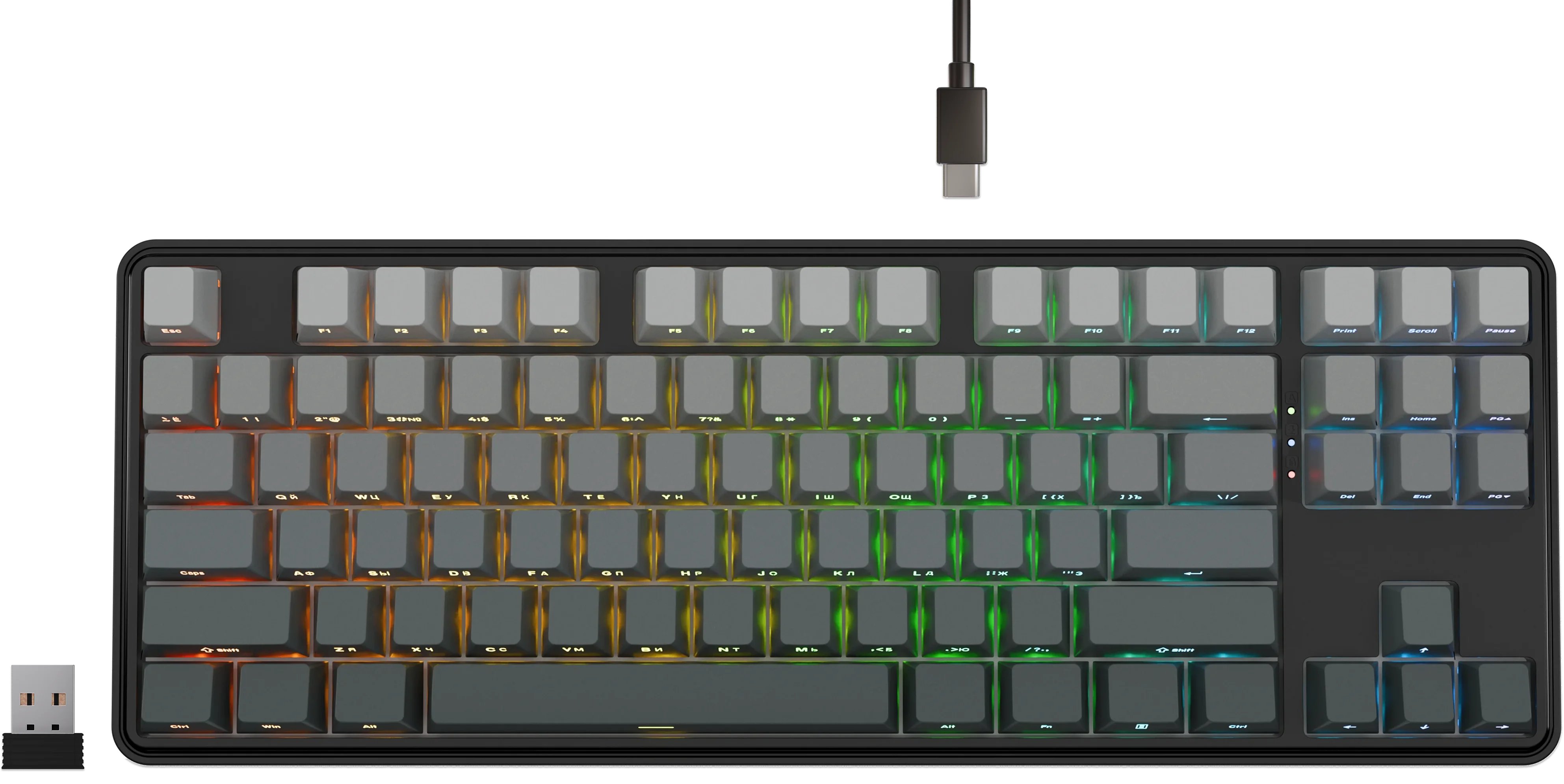 Клавиатура беспроводная REDRAGON Star Blade Pro RU, RGB, BT+2.4G, черн-сер (72653)