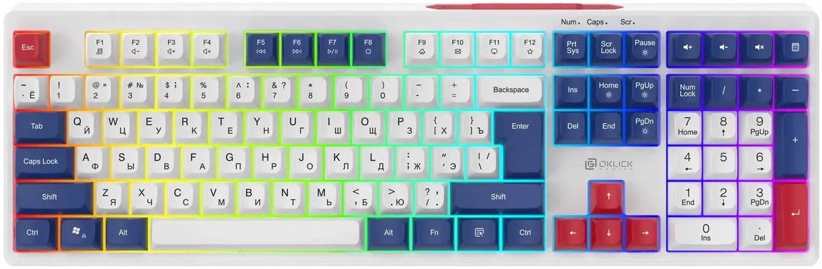 Клавиатура OKLICK 725G белый/красный