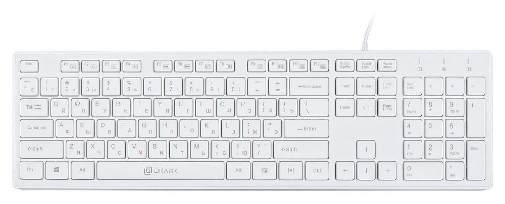 Клавиатура Oklick 500M белый USB slim Multimedia