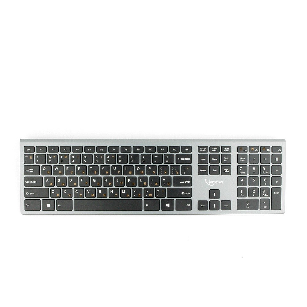 Клавиатура Gembird KBW-1 Wireless Silver,109 клавиш, м/медиа, ножничный механизм, бесшумная